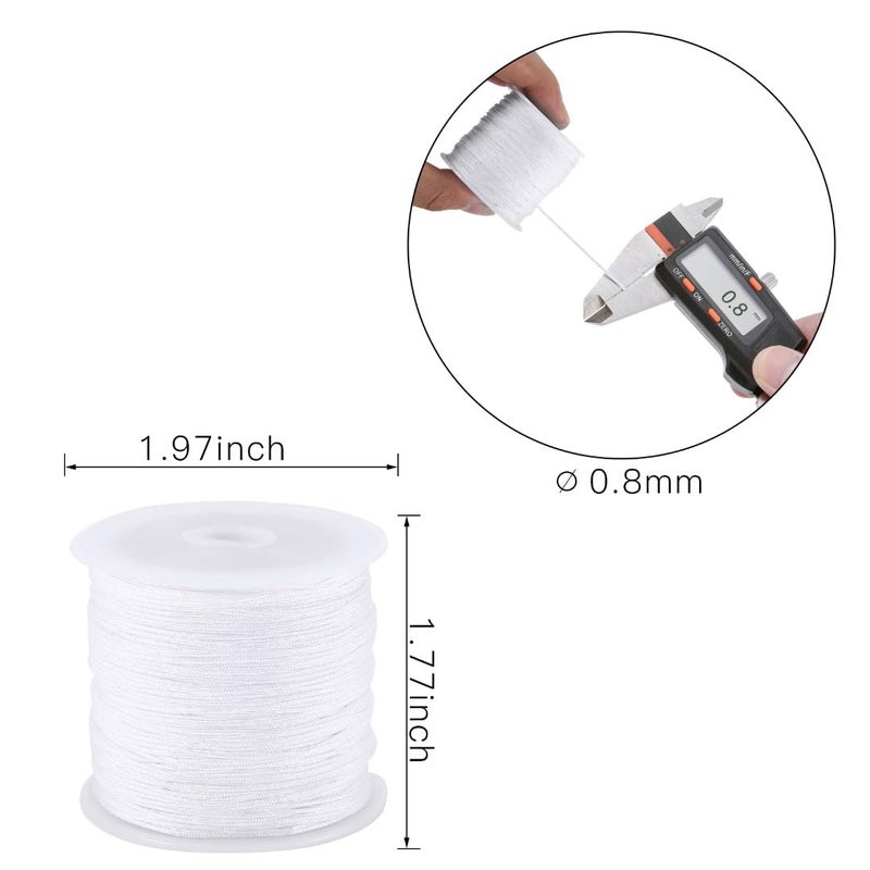 Mayitr 0.8mm Nylon Cord, Nylon Beading String Knotting Cord, Thread Chinese Knot Macrame Rat-Tail Bracelet Braided String (White) - Image 2